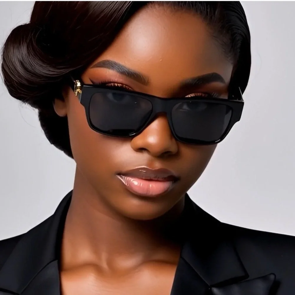 Black Square Sunglasses Women UV400 Shades Luxury Outfit Driving Hip Hop Elegant